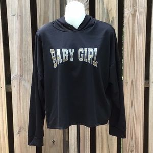NWT “Baby Girl” Cropped Shirt with Hood, Size 2X